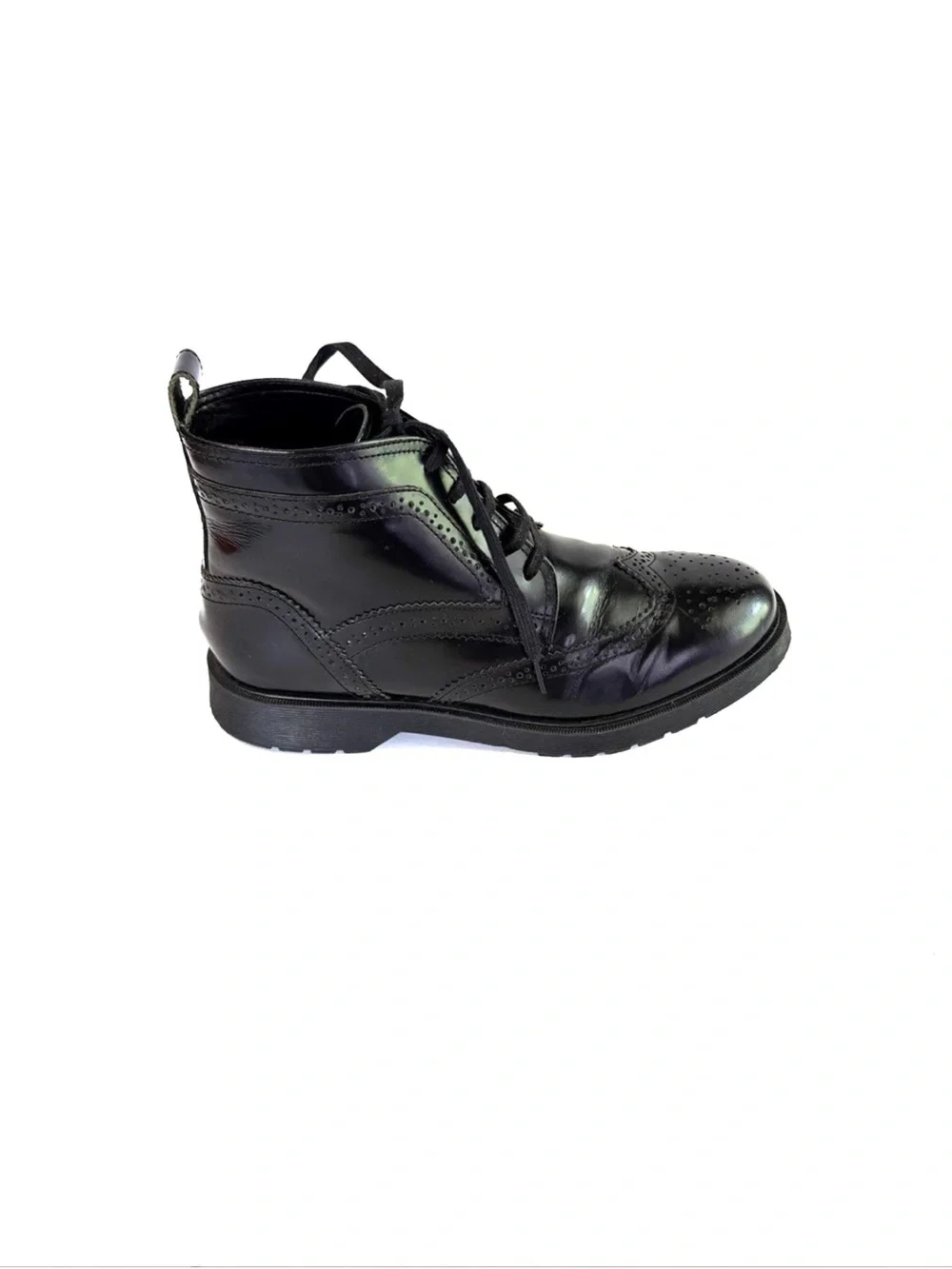 Kurt Geiger Halston Brogue Black Leather Wingtip Boots Men Size 9 / 42